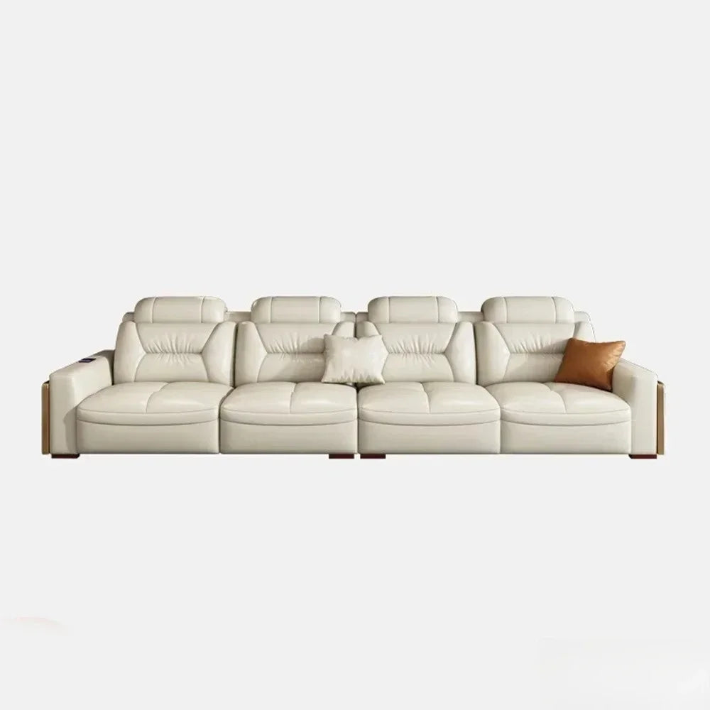 Premium Italian Genuine Leather Sectional Sofa Sets Couch Sofas with USB and Bluetooth Speaker - MANBAS Living Room Furniture