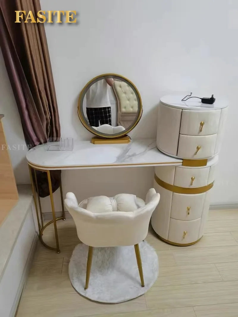 Bedroom Italian Light Luxury Dressing Table Wind Storage Cabinet One Small Apartment Makeup Dresser