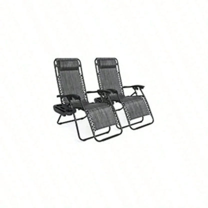Chair Zero Gravity Lounge Chairs Outdoor Adjustable Reclining Steel Mesh Folding Recliner For Pool Beach With Pillows, Cup Tray