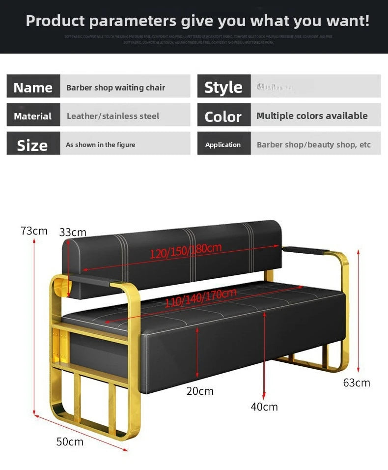 Steady Barber shop sofa chair reception room sitting area long sofa chair thickened equal sofa