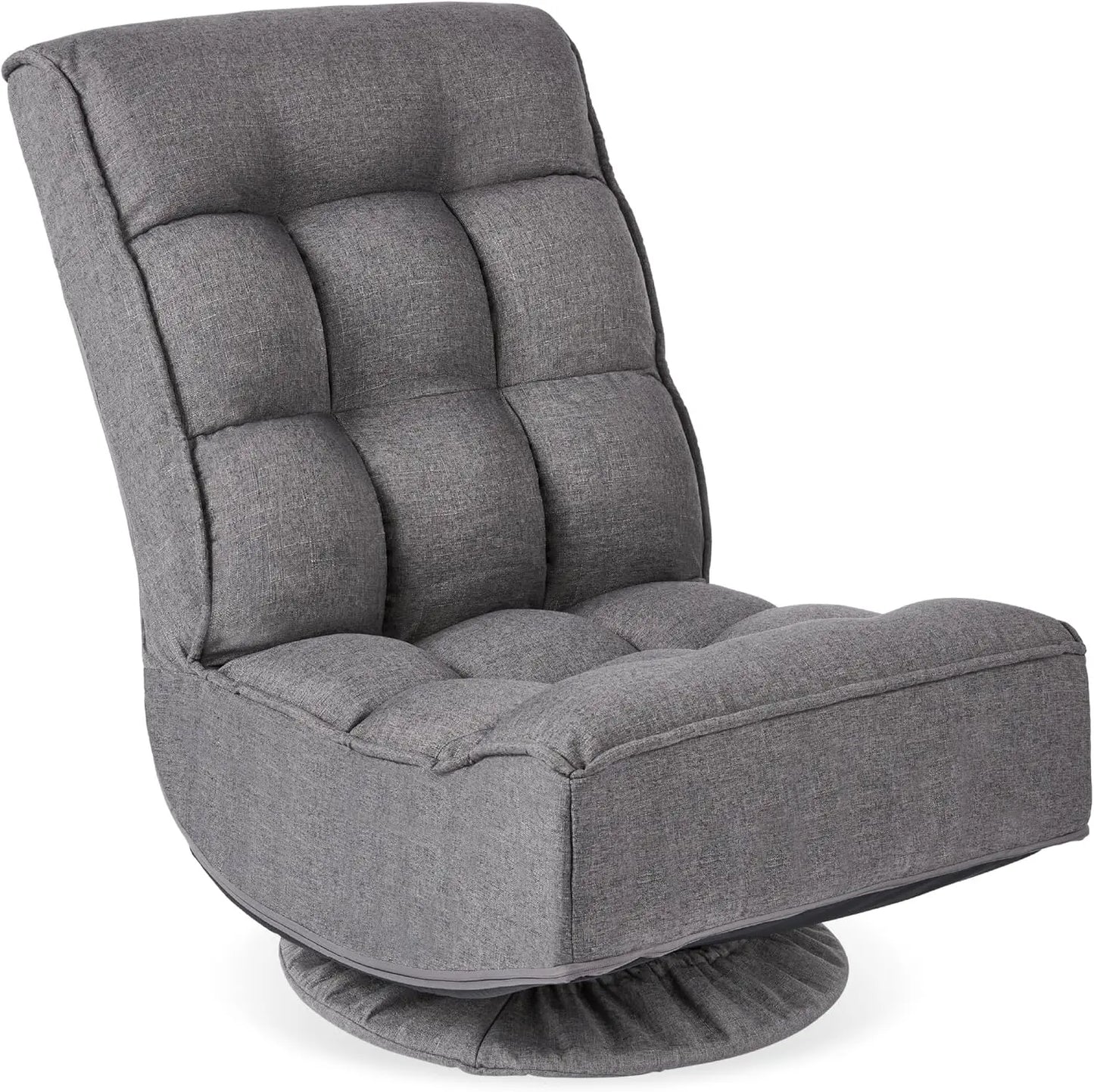 Reclining Folding Floor Gaming Chair for Home,Office,Lounging,Reading w/360-Degree Swivel,4 Adjustable Positions,Tufted Cushions