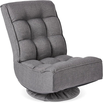 Reclining Folding Floor Gaming Chair for Home,Office,Lounging,Reading w/360-Degree Swivel,4 Adjustable Positions,Tufted Cushions