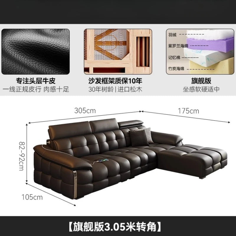 Modern Luxury Sofa Head Layer Leather Living Room Sofas Three Seat Couch Armchair Straight Row Chaise Lounges Home Furniture