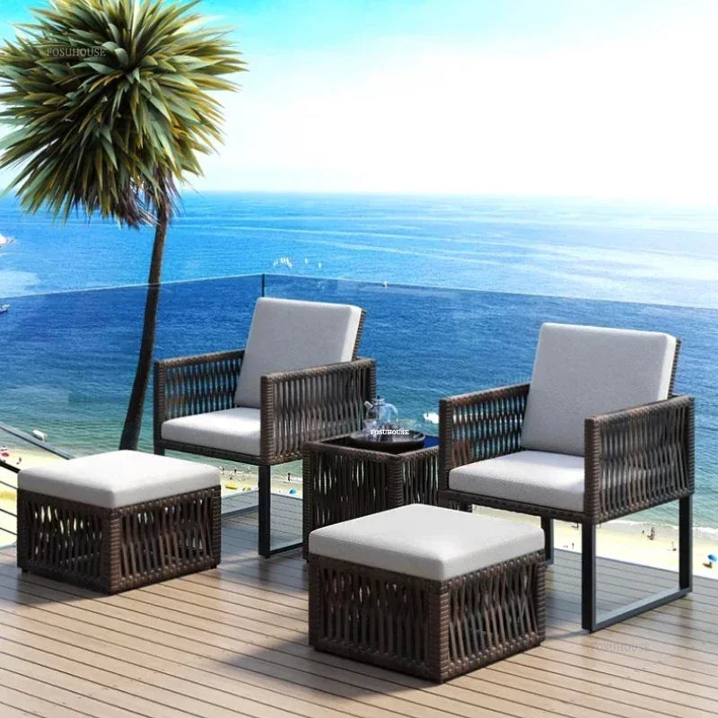 Terrace Garden Rattan Outdoor Chair Leisure Tea Table Patio Outdoor Furniture Set Outdoor Table and Chairs Garden Furniture Sets