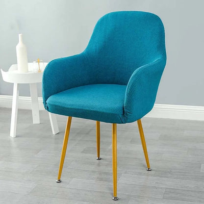 Washable Elastic Curved Chair Cover Plaid Flannel Solid Color Seat Protection Dust Proof Irregular Wear for Chairs Family Dinner