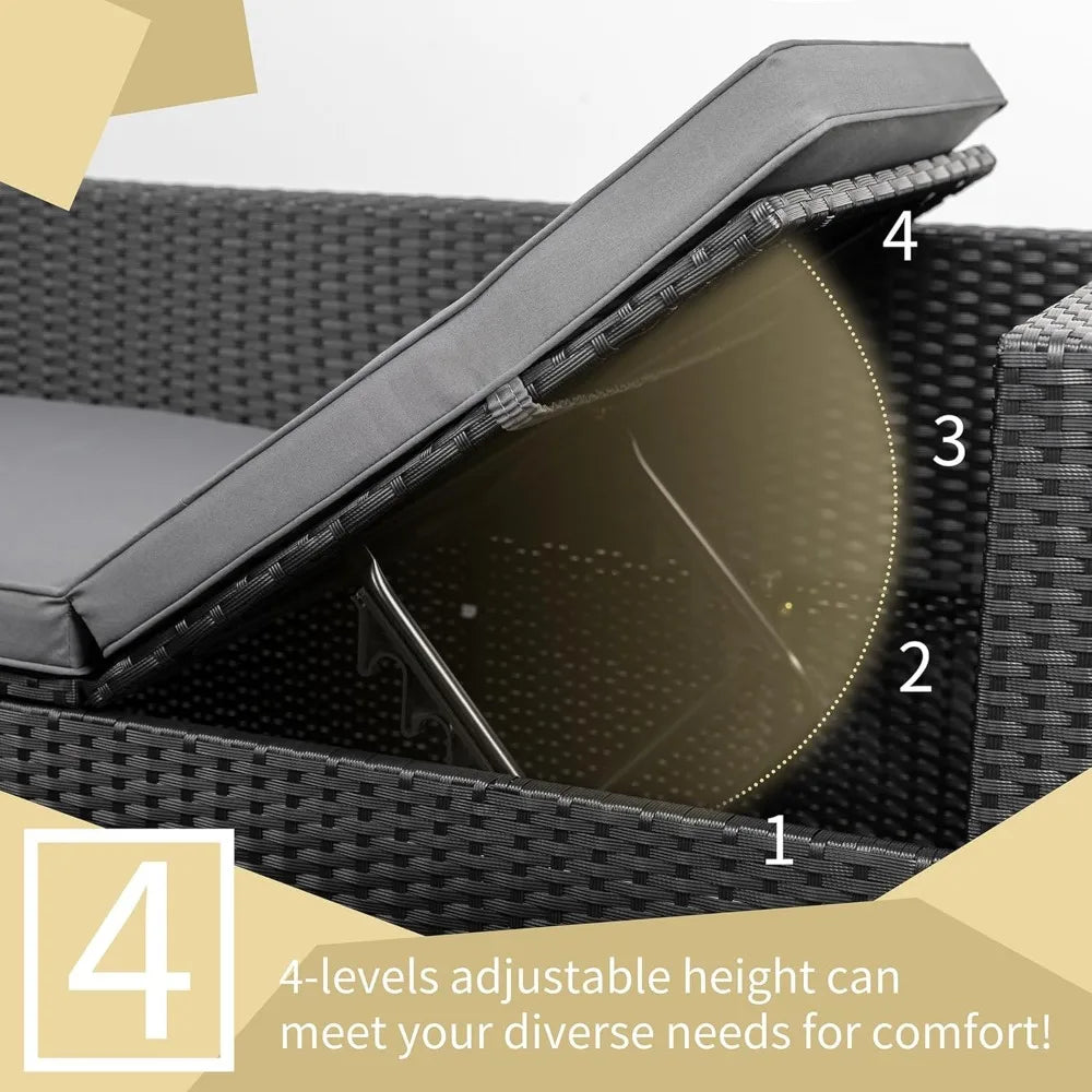 Patio Furniture Set 3 Piece Outdoor Sectional Patio Sofa, All-Weather Wicker Rattan Outdoor Furniture Set with Glass Table and