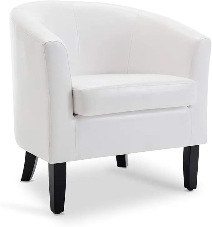 Linen Round Accent Barrel Chair, Club Tub Sofa Chair for Bedroom, Corner Chairs with Flared Legs and Cozy Soft Padding