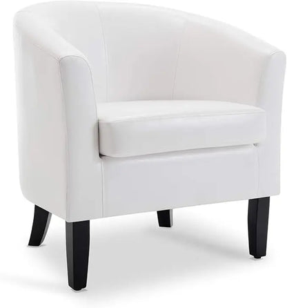 Linen Round Accent Barrel Chair, Club Tub Sofa Chair for Bedroom, Corner Chairs with Flared Legs and Cozy Soft Padding