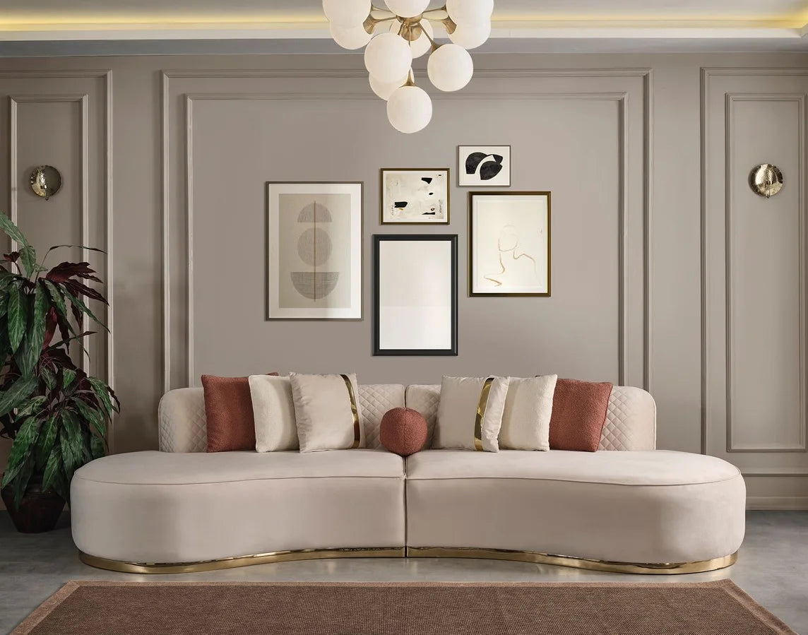 Newest Luxury Golden Stylish Base Decor Lobby Sofa Set Stainless Steel Lounge Chair Velvet Couch for Hotel Home