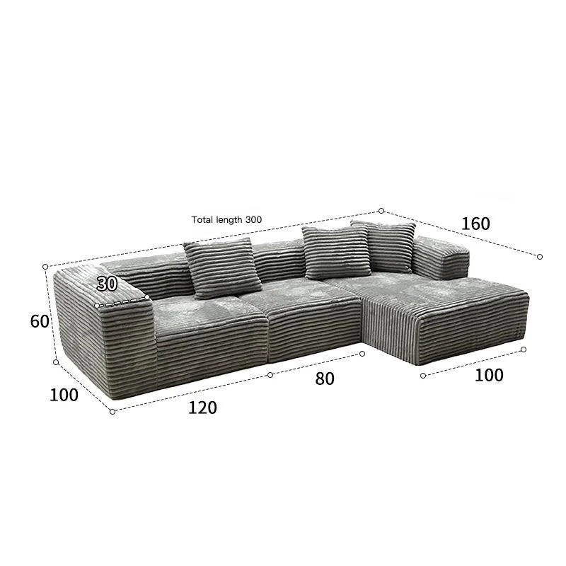 Modern Home Furniture Big Household Compression Sofa Bed L-Shape Corner Combination Three-Seater Vacuum Compression Couch Set