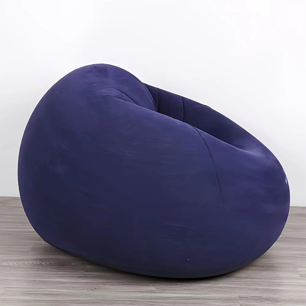 Inflatable Lazy Chair Portable Foldable Single Sofa with Soft Fleece No Assembly Indoor Outdoor Use