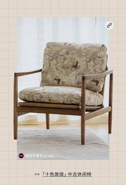 Burgundy leather leisure chair medieval single sofa American retro tiger chair living room single chair balcony