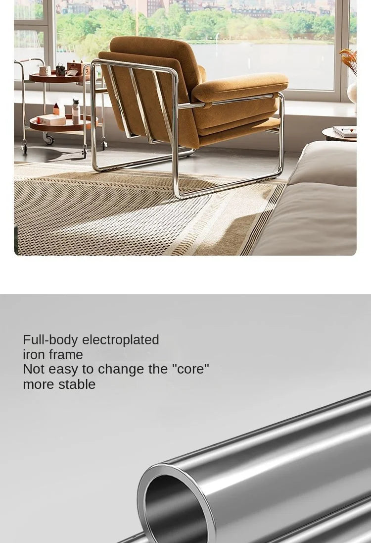 Bauhaus Antique Style Stainless Steel Designer Sofa Chair Living Room Home Balcony Leisure Recliner Negotiation Chair