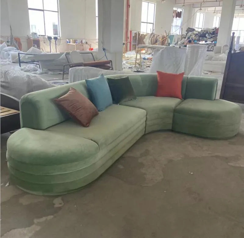 XL Nordic Light Luxury Curved Fabric Irregular Living Room Beauty Salon Modern Simple Sofa