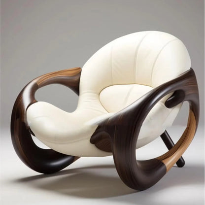 z Solid Wood Sofa Chair Home Living Room Balcony Black Walnut Lazy Armchair Creative Furniture
