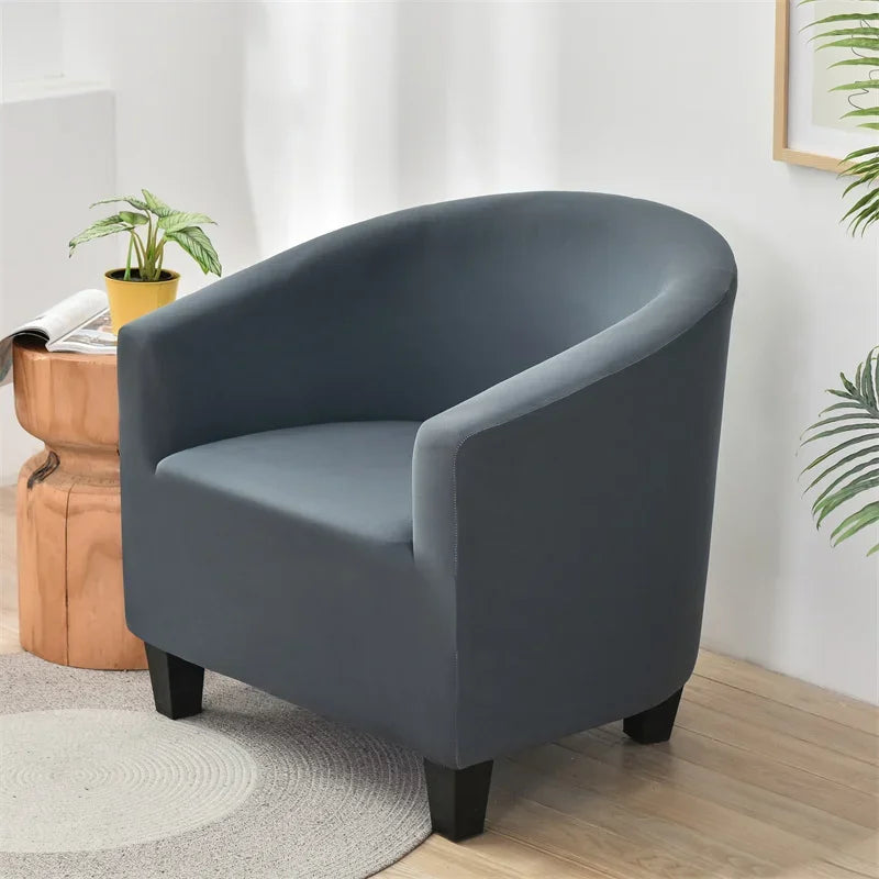 Solid Color Elastic Club Tub Chair Cover Spandex Single Sofa Slipcover with Seat Cover Armchair Protector Living Room Bar Hotel
