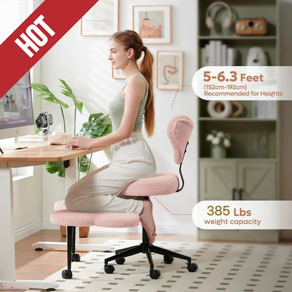 Ergonomic Cross Legged Chair, 360° Swivel Meditation Chair With Wheels, Height Adjustable Seat For ADHD, Pink,customizable