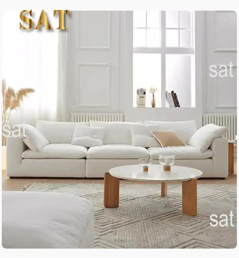 -For Modern Fabric L-Shape Three-Person Sofa Set with Sponge Filling for Living Room Gym & Villa Use&