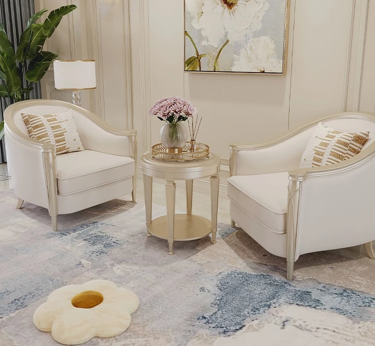 Modern Solid Wood Sofa Living Room Curved Sofa Couch Combination European Sofa Set Furniture for Home Wedding Hotel