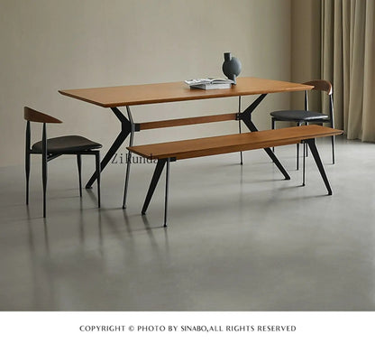 Japanese-style wabi-sabi wind all-solid wood bench light luxury household dining table living room shoe changing stool