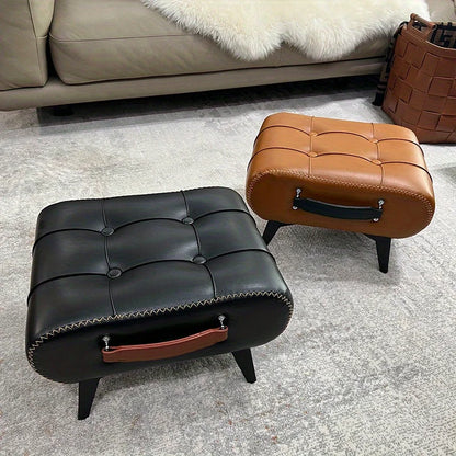 A square leather stool, living room stool, sofa footstool, home decoration, light luxury American, Italian, home decoration