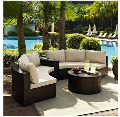 # Luxury Metal Frame Wooden Sectional Sofa Outdoor Aluminum Furniture Round Patio Sofa Outdoor Furniture Round