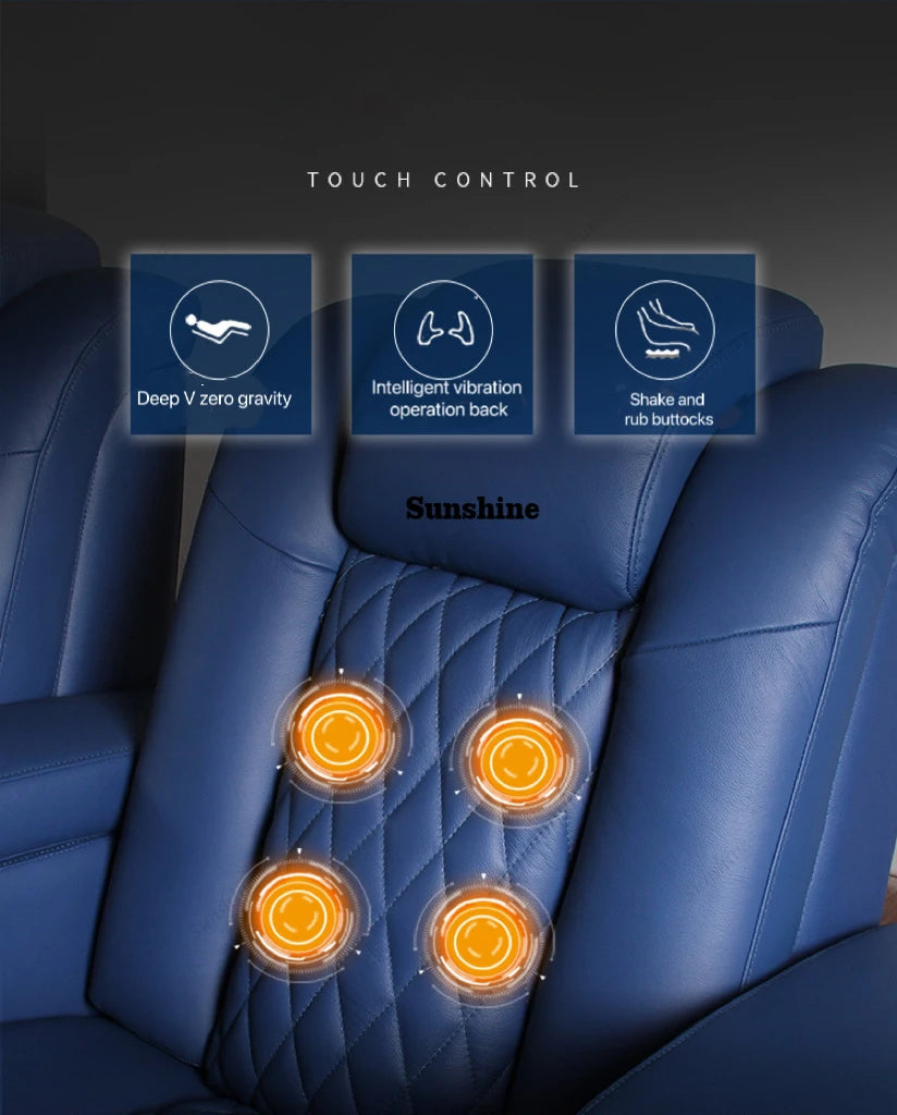 White Color 3seater Electric Cinema Sofa Home Theater Furniture Cinema Interior Home Theater Laydown Table Recliner Sofa Chair