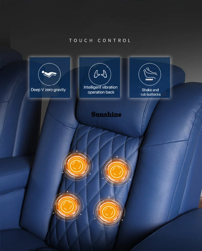 White Color 3seater Electric Cinema Sofa Home Theater Furniture Cinema Interior Home Theater Laydown Table Recliner Sofa Chair