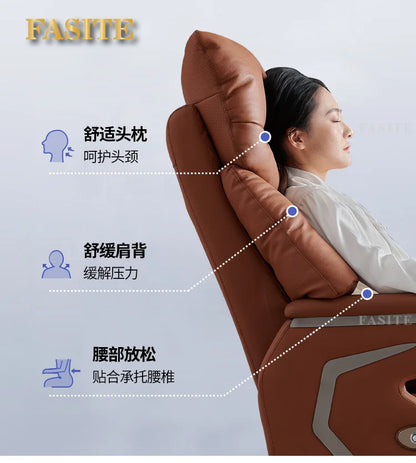 Lunch break can lie down dual-purpose leather office desk chair, light luxury sedentary and comfortable electric massage boss
