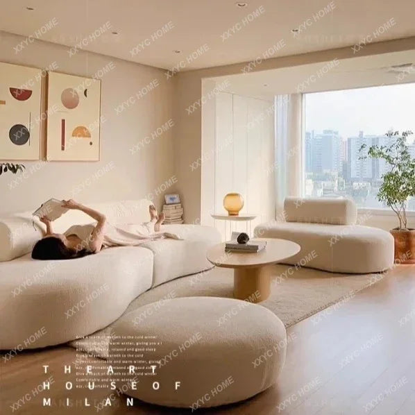 TTTTC – canapé en tissu incurvé, nouvelle zone d'assise, réception, petit appartement de forme spéciale, salon français, anti-rayures pour chat