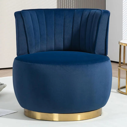 Swivel Barrel Chair, Black Velvet Modern Accent Chair, Round Upholstered Comfy Side Chair, Sherpa Chair With Gold Base For Nurse