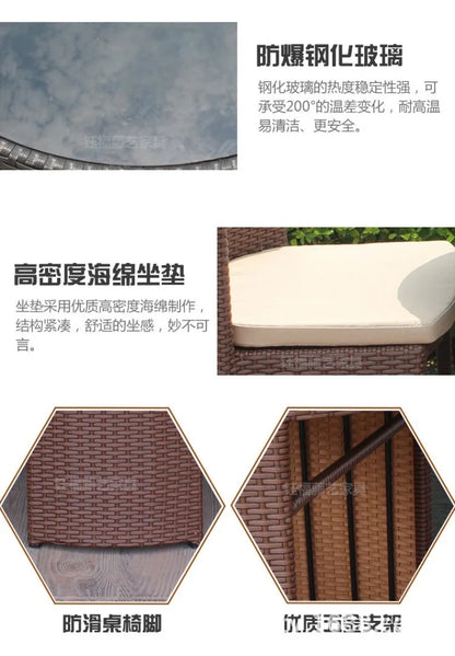 Outdoor rattan chair table and chair three-piece balcony garden creative simple rattan leisure table and chair combination