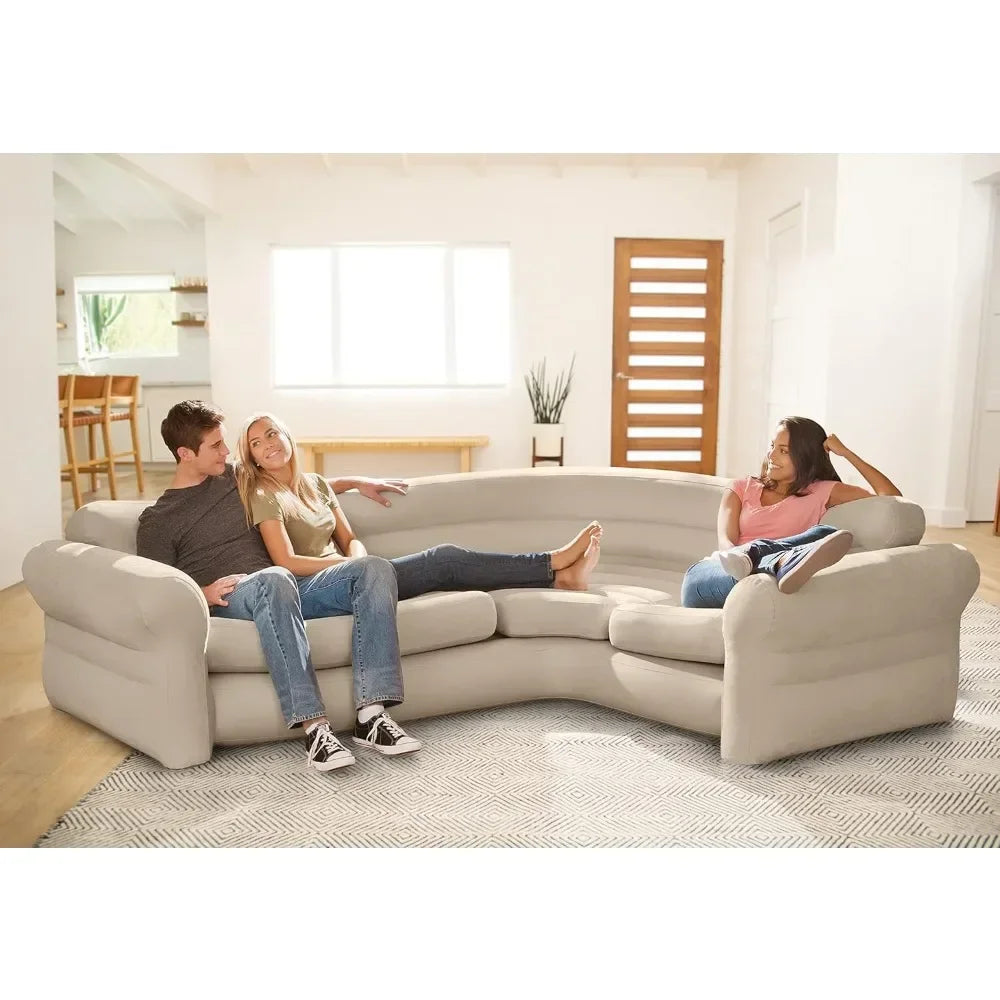 68575EP Inflatable Corner Sofa: L-Shaped – Indoor Use – 2-in-1 Valve – 880lb Weight Capacity – 101” x 80” x 30”