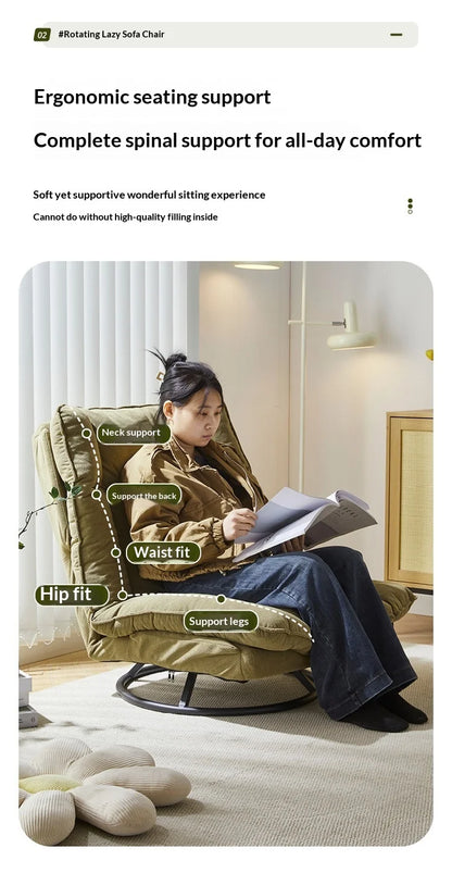 Sofa 360 Degree Swivel Lounge Chair Adjustable Back Fabric Single Seat Small Apartment Living Room Balcony Lazy Armchair