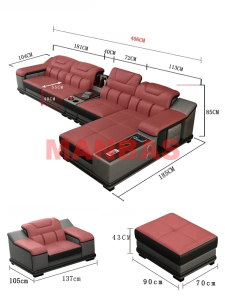 Genuine Leather Sofa Cama Leather Couch Big Sofas Sleeper Sofa Set Living Room Furniture Sofas Modernos Para Sala Sectional Sofa