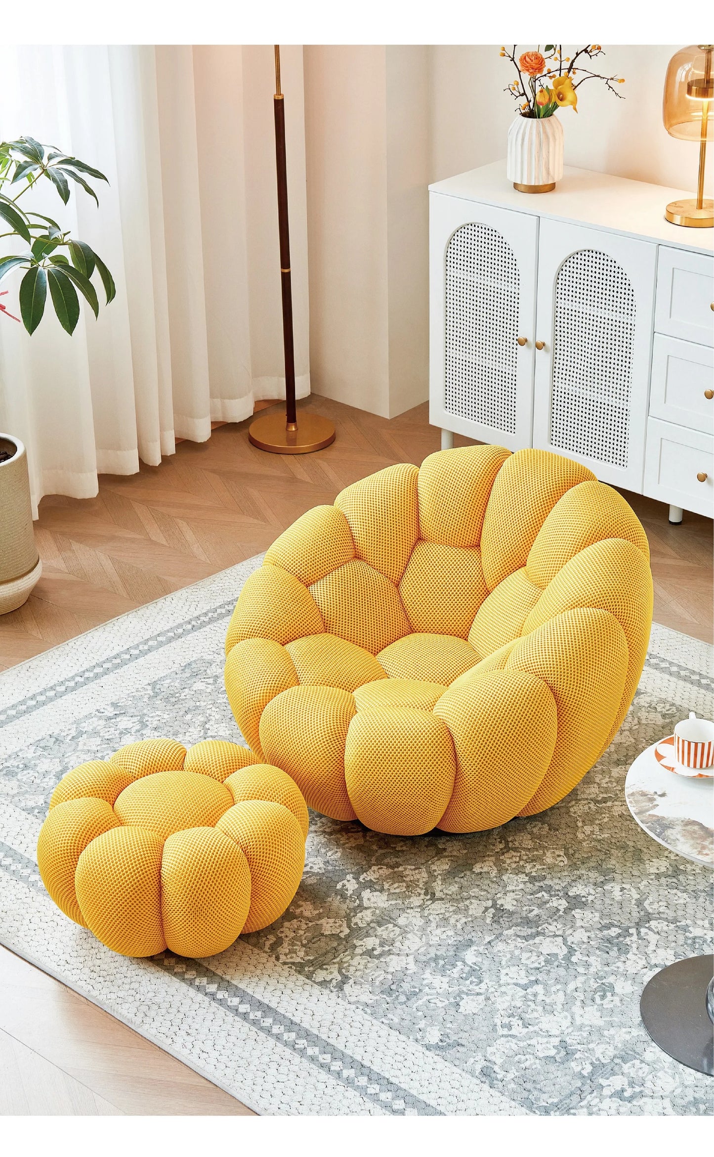 Modern Pumpkin Chair Luxury Bubble Sofa Single Lounge Seat Lazy Recliner for Bedroom Balcony Living Room Aesthetic Accent