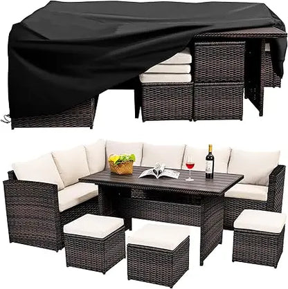 Patio Furniture Set, 7 Pieces Outdoor Patio Furniture with Dining , All Weather Wicker Conversation Set with Ottoman,
