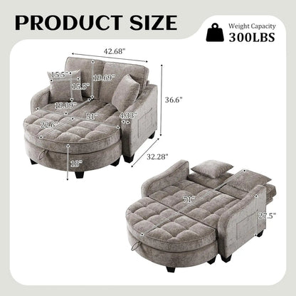 Oversized Curved Chaise Lounge Chair Indoor with Ottoman, 54.8" Cloud Reading Chair Soft Chenille Circle, Customized