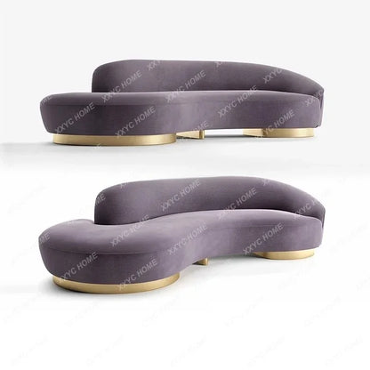 Spot original designer Italian light luxury modern semi-circular curved velvet special-shaped sofa