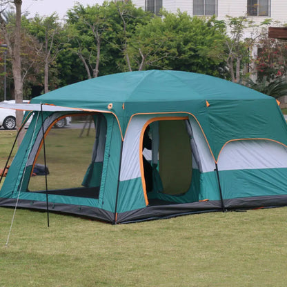3 Sizes Tent Two-bedroom 1 Living Room Large Family Camping Tent 5-8-12 Person Leisure Camp Tent Rainproof Outdoor Indoor Hourse