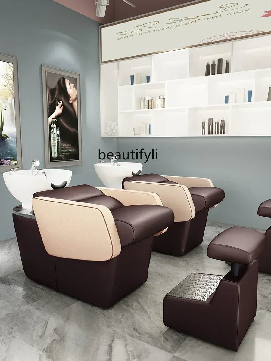 yj5 lx29Beauty Shop Lying Half Shampoo Chair Hairdressing Salon Bed Special Spa Shop Flushing Bed