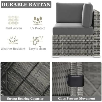 8-piece outdoor patio furniture set with fire pit and wicker rattan sectional sofa with coffee table