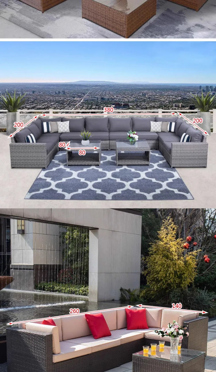 Outdoor sofa combination courtyard garden balcony rattan table and chairs terrace waterproof and sun protection outdoor