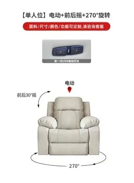 ReclinerMassage Bed Electric Accent Chair Lounge Cheslong Leather Italian Furniture