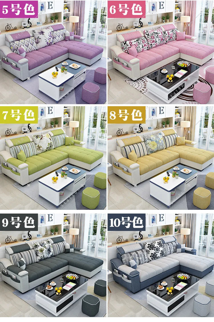 Room Fabric Sofa Modern Minimalist Home Corner Sofa Furniture Combination Nordic Solid Frame Fabric Sofa