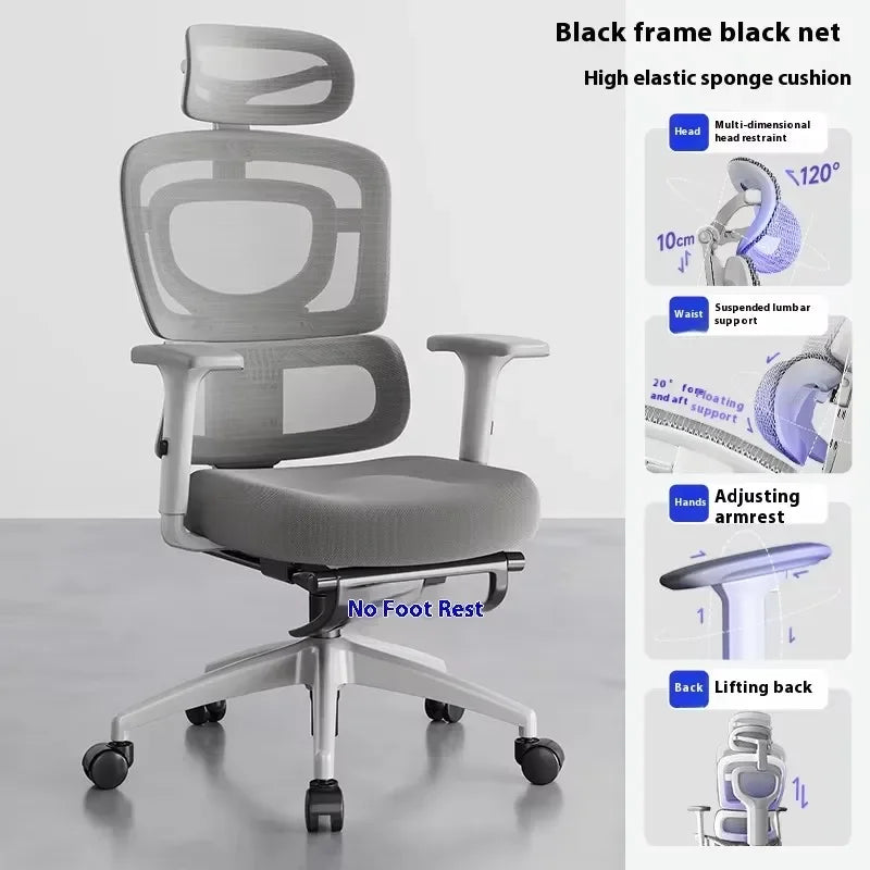 Ergonomic Office Chair with Lumbar Support Adjustable 3D Armrests Recline Tilt Function Mesh Seat for Home Office
