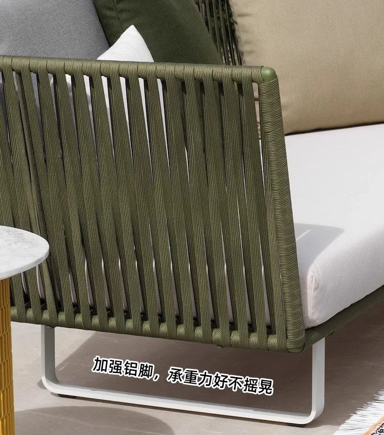 Outdoor Sofa Sunscreen Waterproof Courtyard Terrace Balcony Leisure Rattan Chair Sofa Double Card Seat Rattan Sofa Furniture