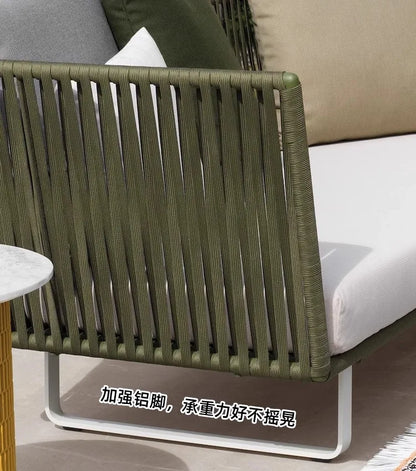 Outdoor Sofa Sunscreen Waterproof Courtyard Terrace Balcony Leisure Rattan Chair Sofa Double Card Seat Rattan Sofa Furniture