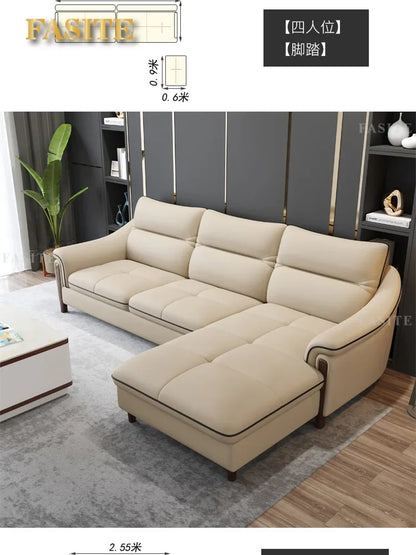 Sofa living room simple modern one layer cowhide corner combination furniture