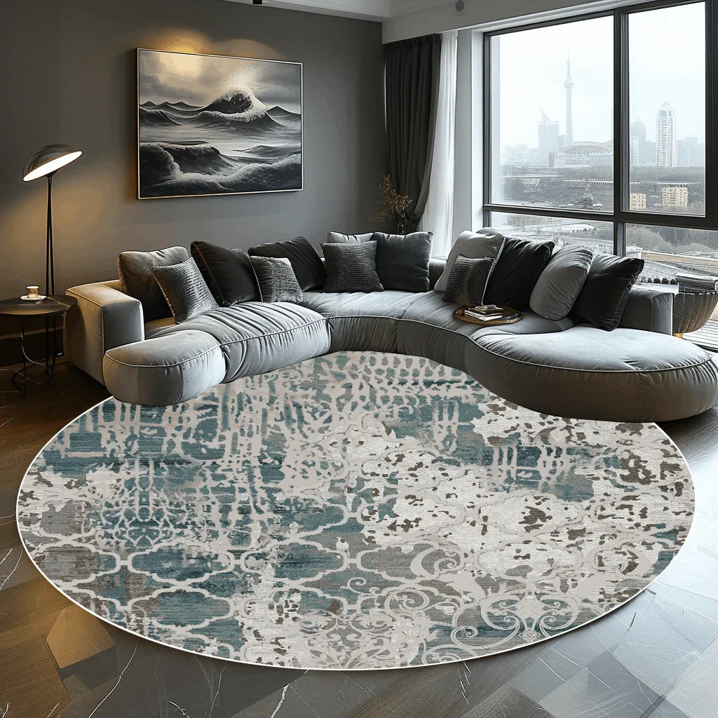 Abstract Round Carpet Living Room Decoration Home Modern Bedroom Decor Carpet Balcony  Washroom Floor Mat  Washable Pet Rugs